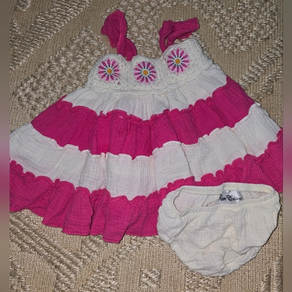 Rare Editions Pink and Cream Kids Casual Dress - Picture 7 of 11